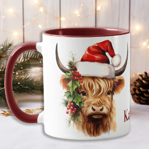 Mug Highland Cow Festive de ferme animal Noël