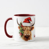 Mug Highland Cow Festive de ferme animal Noël (Gauche)