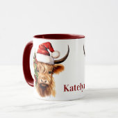 Mug Highland Cow Festive de ferme animal Noël (Devant gauche)