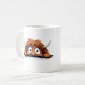 Mug Highland Cow Peeking mignonne adorable animal drôl (Devant gauche)