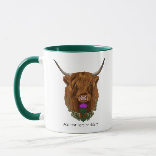 Mug Highland Scottish Vache Purple Celple Knot Work (Gauche)