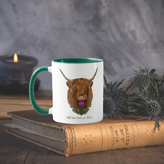Mug Highland Scottish Vache Purple Celple Knot Work