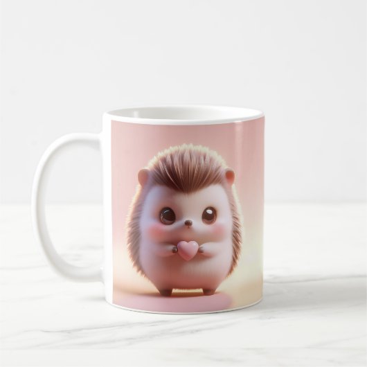 Mug Hilariant Saint Valentin Hérisson 3D Look avant et (Gauche)