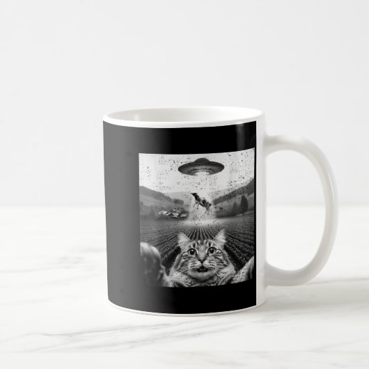 Mug Hilarious Cat Selfie Ufo Cow Abduction Alien Meme (Droite)