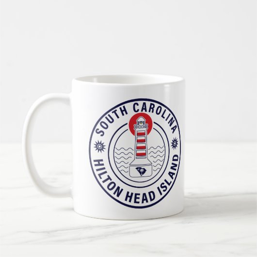 Mug Hilton Head Island Lighthouse Retro Sunset (Gauche)