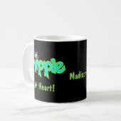 Mug Hippie au coeur Turquoise Art Nom Personnalisé (Devant gauche)