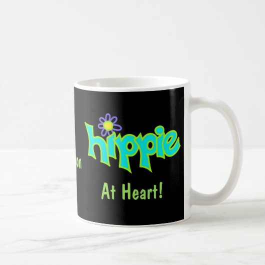 Mug Hippie au coeur Turquoise Art Nom Personnalisé (Droite)