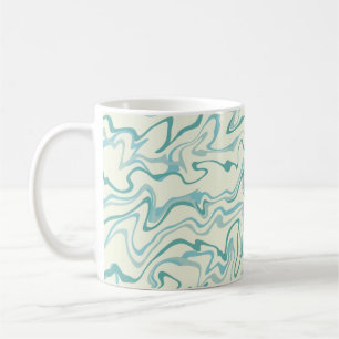 Mug Hippie les années 70 Marbre Bleu Liquide Swirl Boh