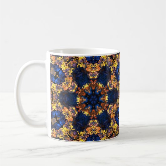 Mug Hippie psychédélique bleu et jaune (Gauche)