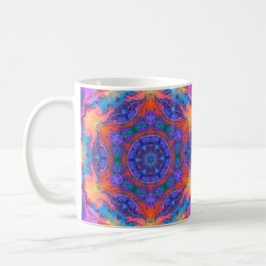 Mug Hippie psychédélique bleu orange et rose (Gauche)