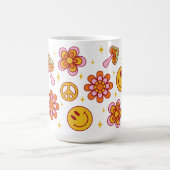 Mug Hippie Retro Joyeux Sourire Visage de paix Design  (Centre)