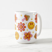 Mug Hippie Retro Joyeux Sourire Visage de paix Design  (Devant droit)