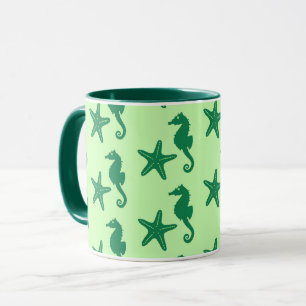 Mug Hippocampe et poisson-étoiles - citron vert et éme