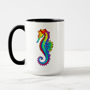 Mug Hippocampe polygonal arc-en-ciel