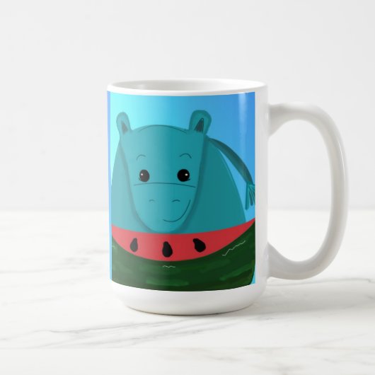 Mug Hippopotame bleu avec tranche de pastèque (Droite)