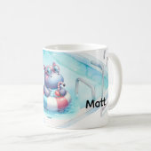 Mug Hippopotame dans la piscine avec un nom (Devant droit)