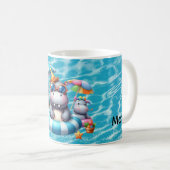Mug Hippopotame dans la piscine avec un nom (Devant droit)