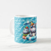 Mug Hippopotame dans la piscine avec un nom (Devant gauche)