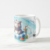 Mug Hippopotame dans la piscine avec un nom (Devant droit)