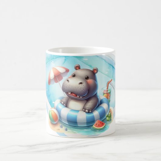 Mug Hippopotame dans la piscine avec un nom (Centre)