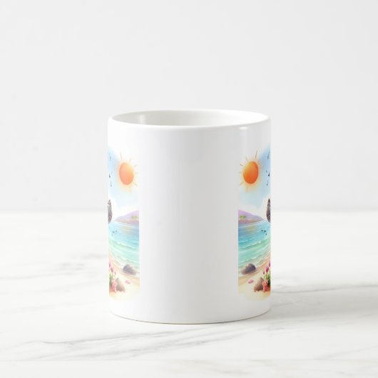 Mug Hippopotame d'été sur la plage (Centre)