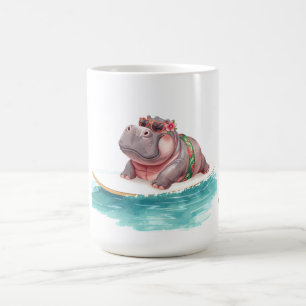 Mug Hippopotame en bikini sur une planche de surf