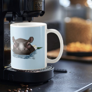 Mug Hippopotame Lotus Blanc Bleu
