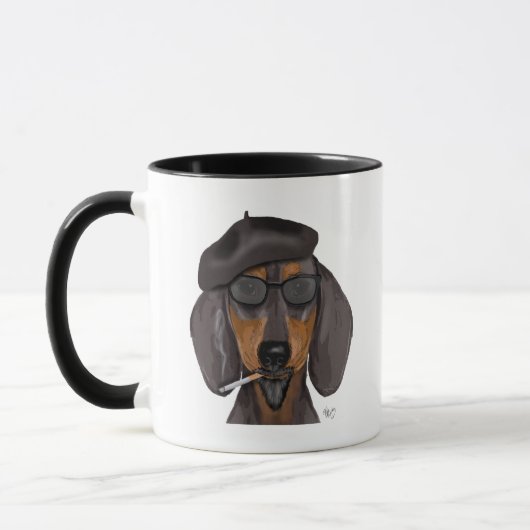 Mug Hipster Dachshund Noir et Tan (Gauche)