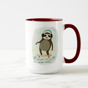 Mug Hipster Sloth   Rollin' Avec Mes Jams Lents