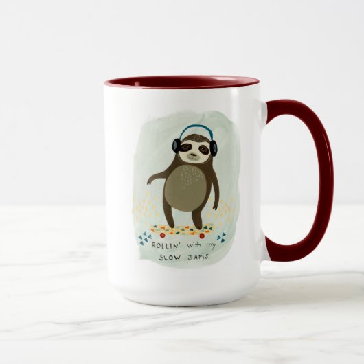 Mug Hipster Sloth | Rollin' Avec Mes Jams Lents (Droite)