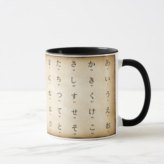 Mug Hiragana caractères japonais style Vintage romaji (Droite)