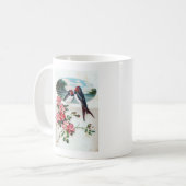 Mug Hirondelles granges et fleurs roses (Devant gauche)