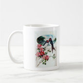Mug Hirondelles granges et fleurs roses (Gauche)