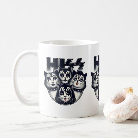Mug HISS Funny Cat Band Parodie Amoureux de les chats  (Avec donut)