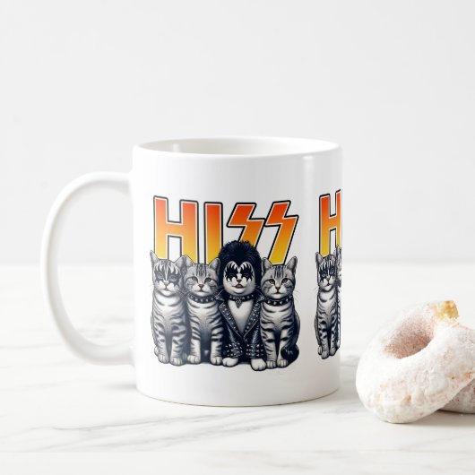 Mug HISS Funny Cat Band Parodie Amoureux de les chats (Avec donut)
