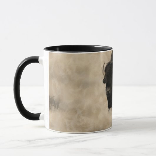 Mug "Hitching a Ride" - Conception d'amoureux du bison (Gauche)
