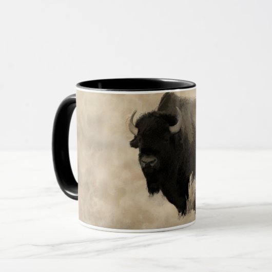 Mug "Hitching a Ride" - Conception d'amoureux du bison (Devant gauche)