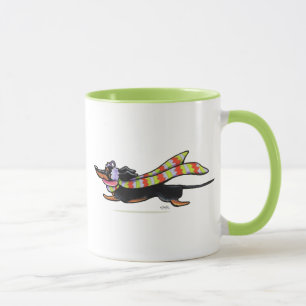 Mug Hiver bronzage noir de course de froid de teckel