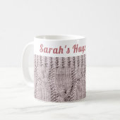 Mug Hiver confortable personnalisé | Hugs et cacao cha (Devant gauche)