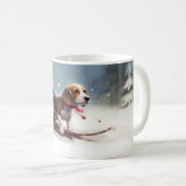 Mug hiver de neige de Noël beagle (Devant droit)