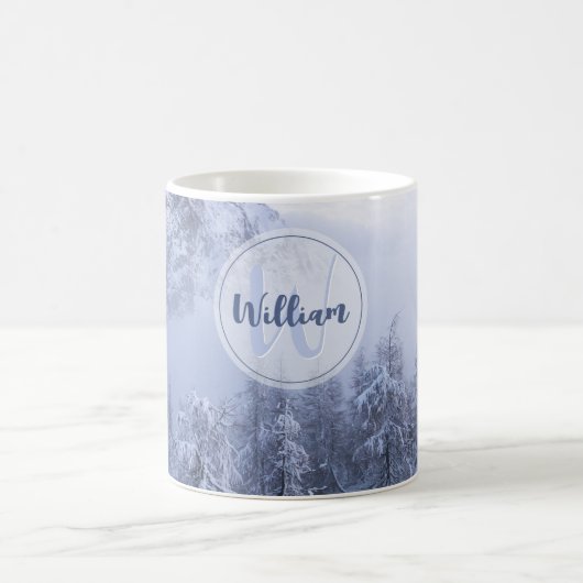 Mug Hiver merveilleux brouillard épinette forêt neige  (Centre)