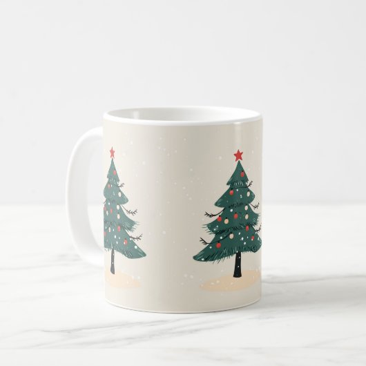 Mug Hiver moderne À feuillage persistant Noël Arbre ca (Devant gauche)