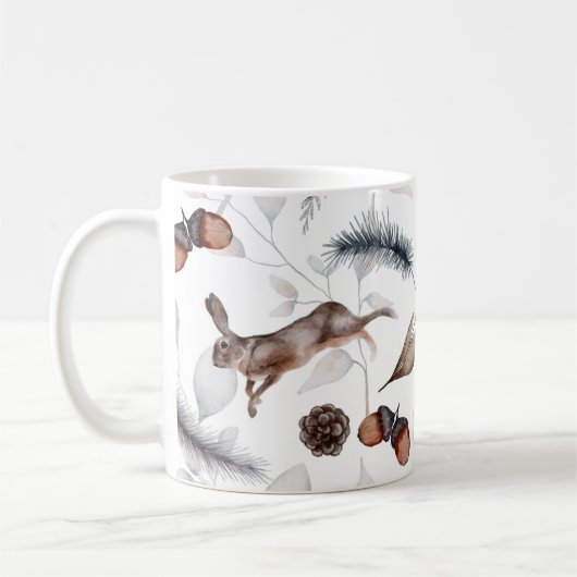 Mug Hiver Rabbit Acorns Grasses Festive (Gauche)