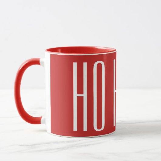 Mug HO HO - blanc sur rouge (Gauche)