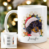 Mug Ho ho ! Dachshund Père Noël Chig Nom personnalisé