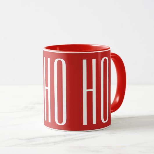 Mug HO HO HO - blanc sur rouge (Devant droit)
