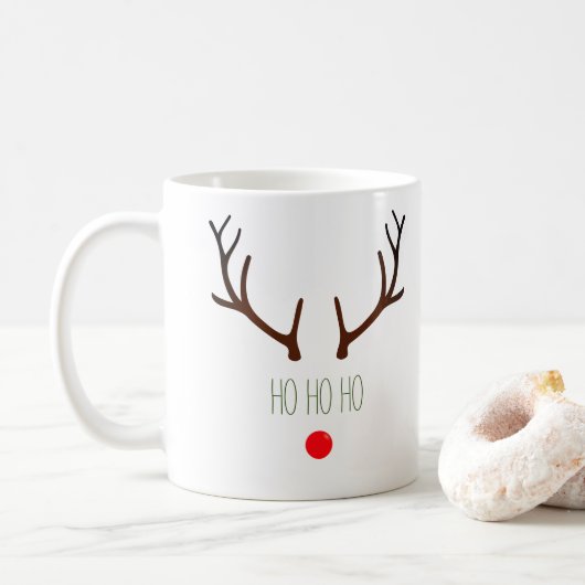 Mug "Ho ho ho ho" Rudolph minimal le renne à nez rouge (Avec donut)