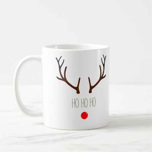 Mug "Ho ho ho ho" Rudolph minimal le renne à nez rouge (Gauche)