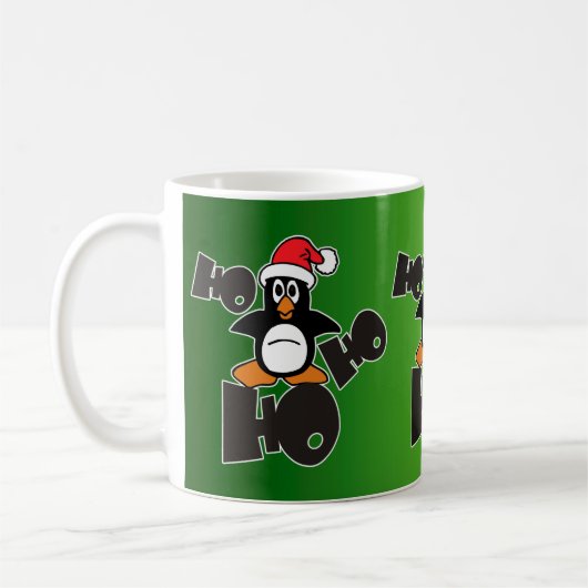 Mug Ho Ho Ho - Penguin - joyeux noël + votre backgr (Gauche)
