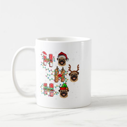 Mug Ho Ho Ho Père Noël Reindeer Casquette Elf Matching (Gauche)